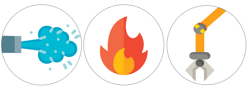 Remove SpeedMask maskants with water jet, burn-off, or automated gripper methods.